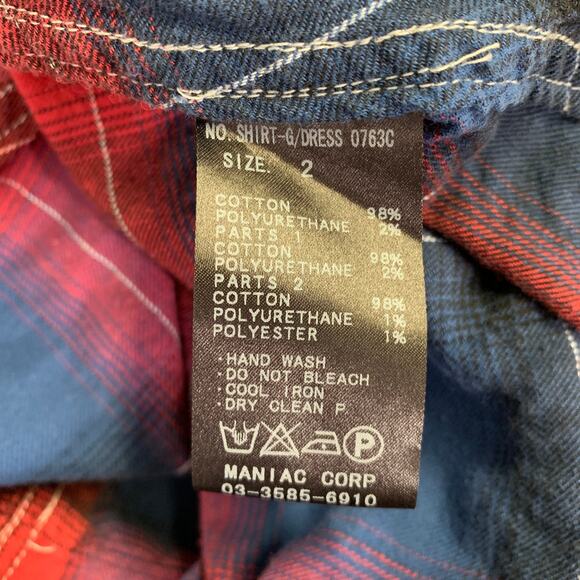 L.G.B Size 2 Red Blue Cotton Blend Plaid Shirt Dress - Picture 8 of 8